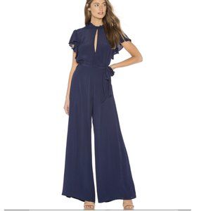 Cleobella Blue Beatrix Long Jumpsuit Ruffle Sleeve